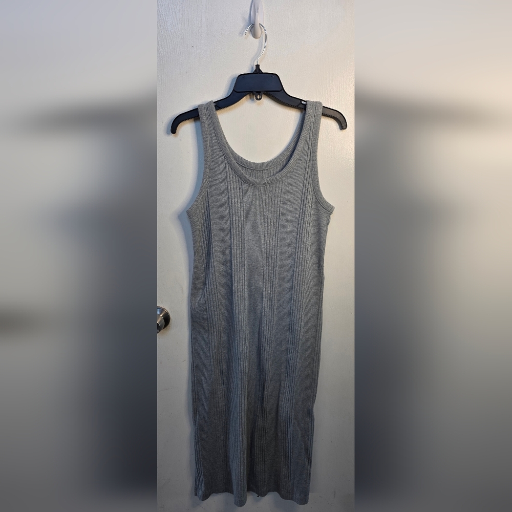 A New Day Heather Gray Ribbed Midi Tank Dress
